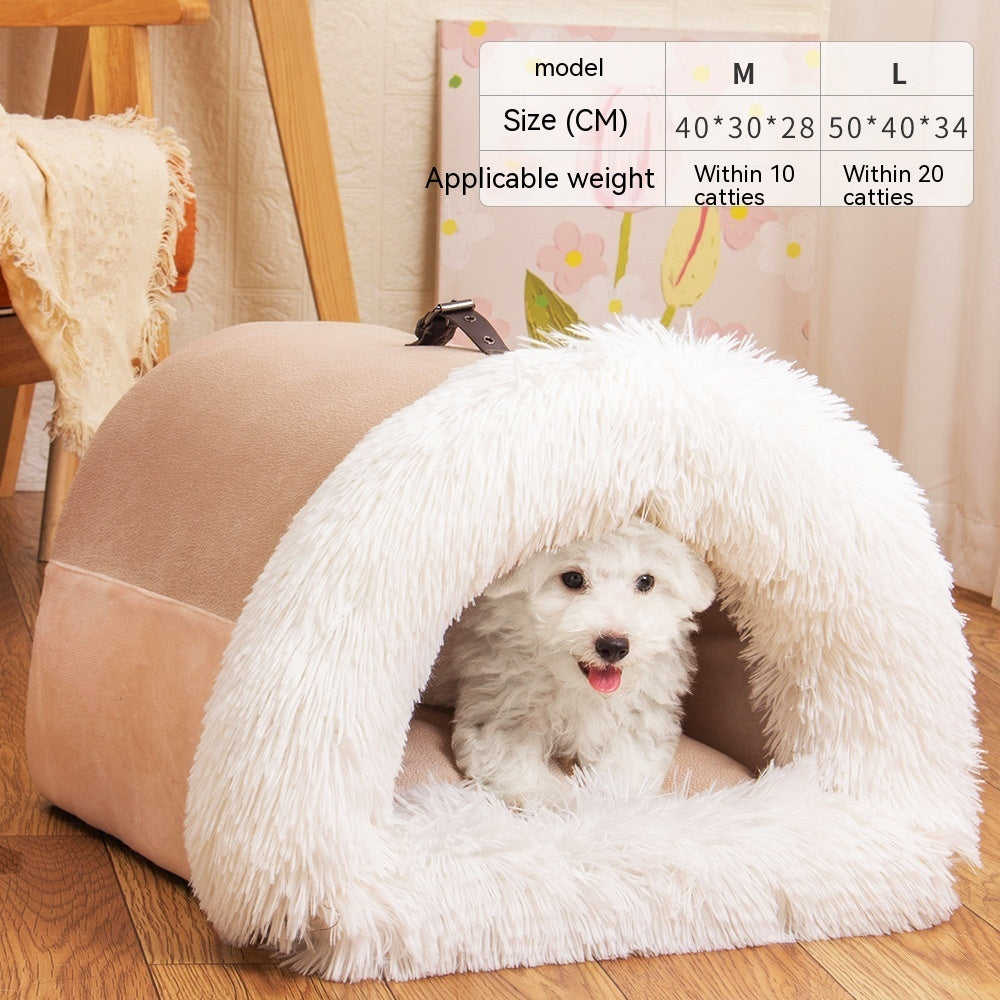 New Splice Portable Pet Nest Portable Autumn And Winter Warm Dog Nest Moisture-proof Long Fur Cat Nest Cross Border Pet Nest - Paws Pet Shop
