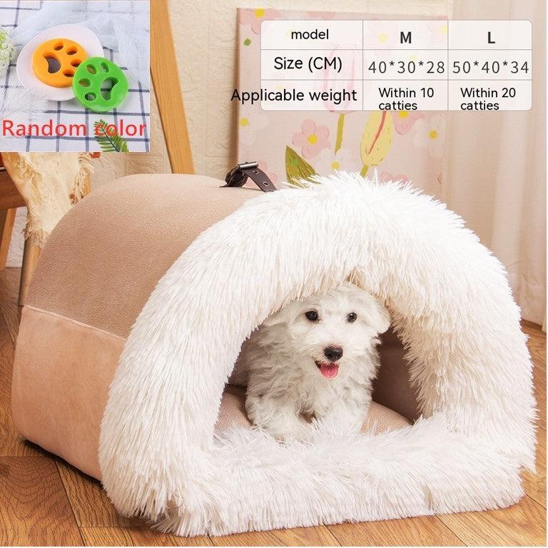 New Splice Portable Pet Nest Portable Autumn And Winter Warm Dog Nest Moisture-proof Long Fur Cat Nest Cross Border Pet Nest - Paws Pet Shop
