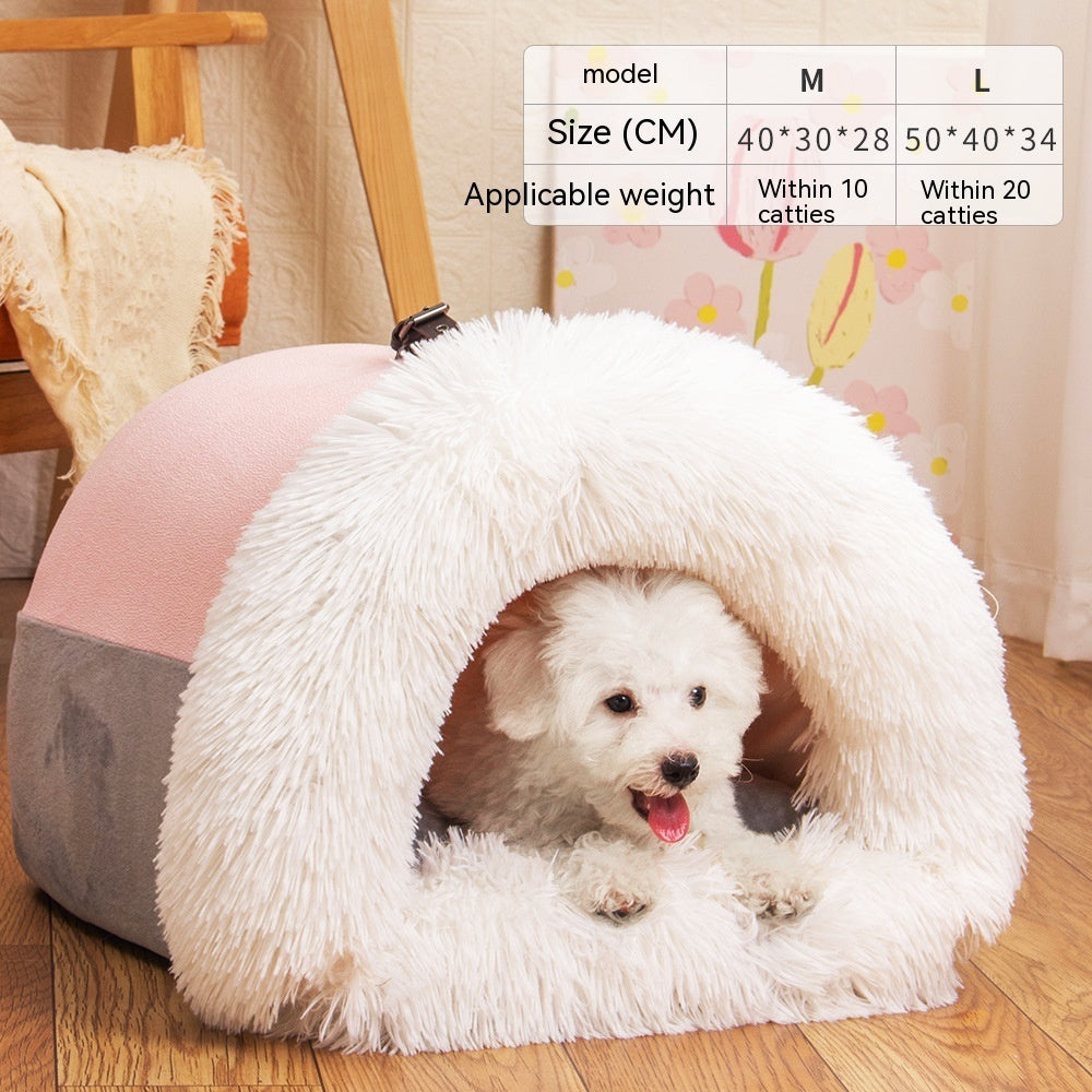 New Splice Portable Pet Nest Portable Autumn And Winter Warm Dog Nest Moisture-proof Long Fur Cat Nest Cross Border Pet Nest - Paws Pet Shop