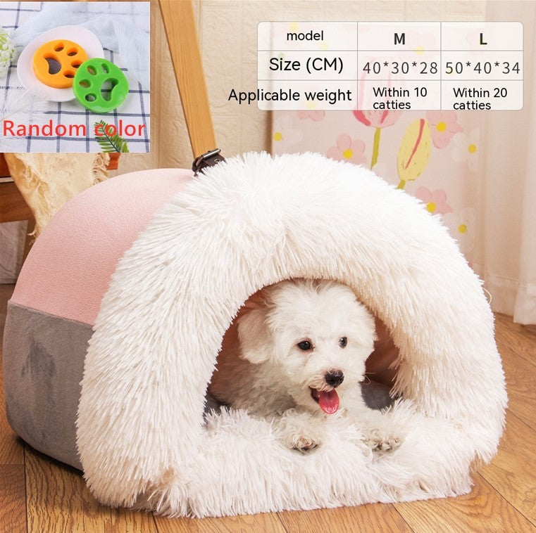New Splice Portable Pet Nest Portable Autumn And Winter Warm Dog Nest Moisture-proof Long Fur Cat Nest Cross Border Pet Nest - Paws Pet Shop