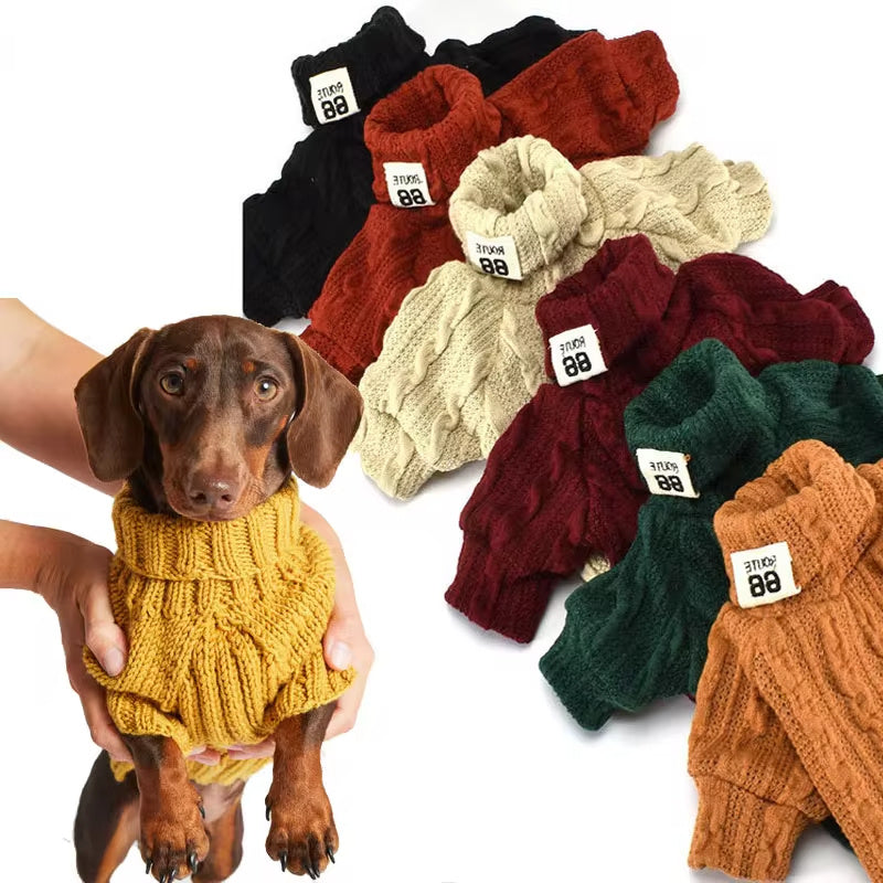 Dog Sweater Turtleneck Solid Color Dogs Clothes Warm Cotton For Puppy Small Medium Dogs Sweatshirt Jacket Chihuahua Teddy - Paws Pet Shop