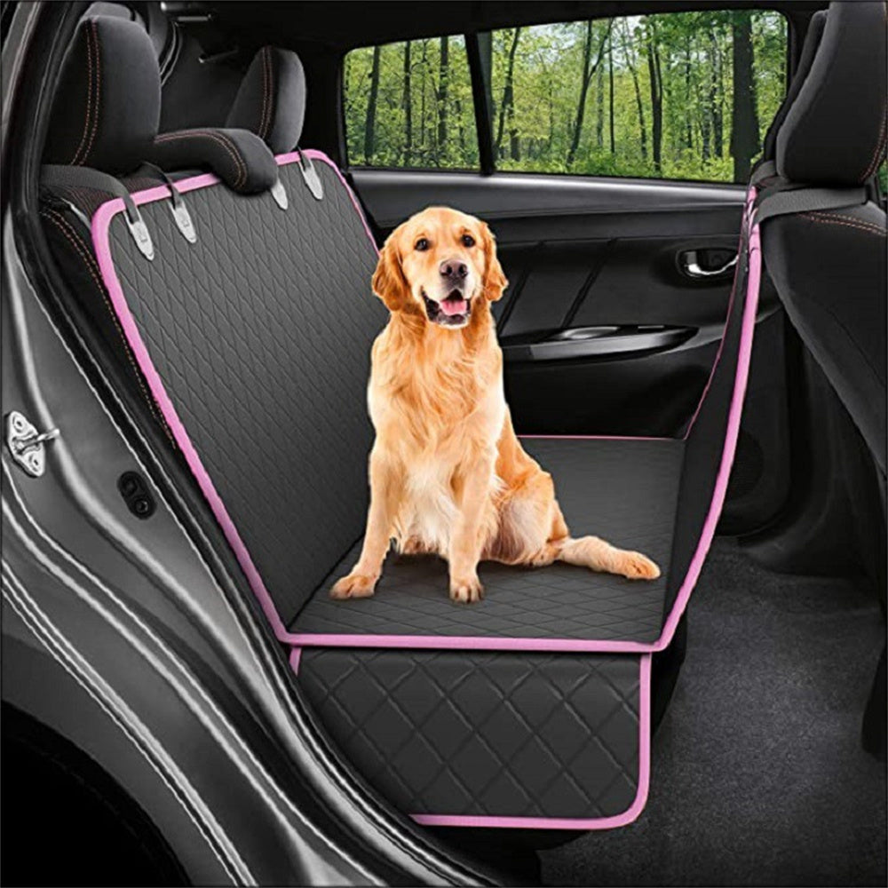 Dog Car Seat Cover Hammock with Mesh View, Zipper, and Pocket – Premium Pet Safety Protector for Rear Seat Travel