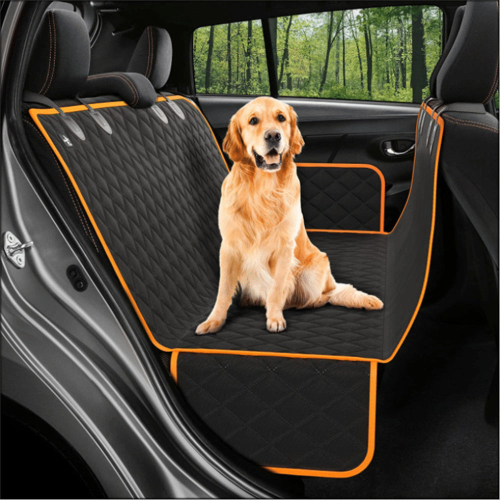 Dog Car Seat Cover Hammock with Mesh View, Zipper, and Pocket – Premium Pet Safety Protector for Rear Seat Travel