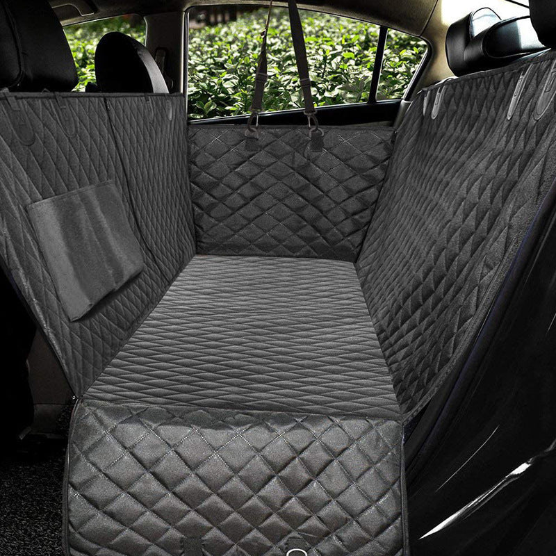 Dog Car Seat Cover Hammock with Mesh View, Zipper, and Pocket – Premium Pet Safety Protector for Rear Seat Travel