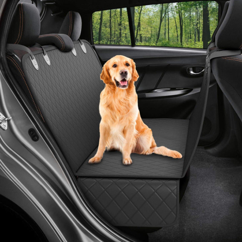 Dog Car Seat Cover Hammock with Mesh View, Zipper, and Pocket – Premium Pet Safety Protector for Rear Seat Travel