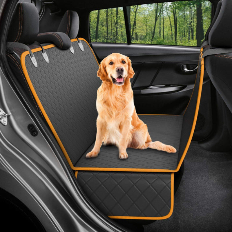 Dog Car Seat Cover Hammock with Mesh View, Zipper, and Pocket – Premium Pet Safety Protector for Rear Seat Travel