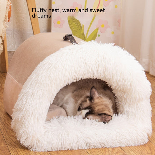 New Splice Portable Pet Nest Portable Autumn And Winter Warm Dog Nest Moisture-proof Long Fur Cat Nest Cross Border Pet Nest - Paws Pet Shop
