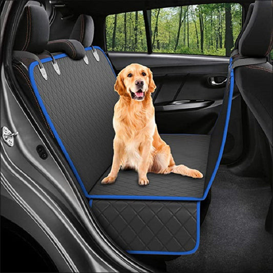 Dog Car Seat Cover Hammock with Mesh View, Zipper, and Pocket – Premium Pet Safety Protector for Rear Seat Travel